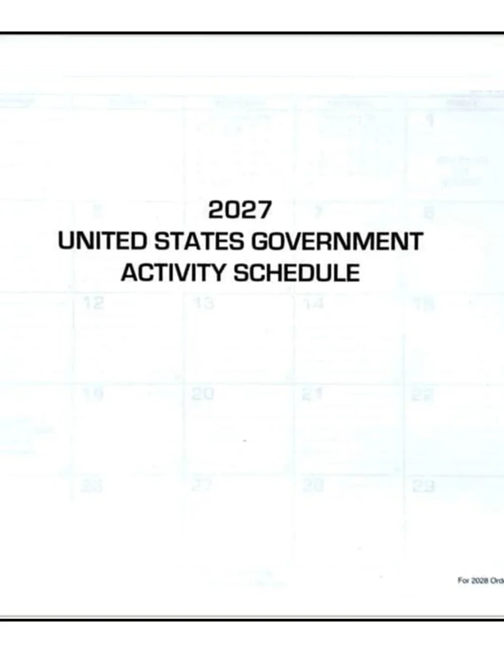Unicor 2027 US Government Appointment Schedule, Qty=1, Single Calendar